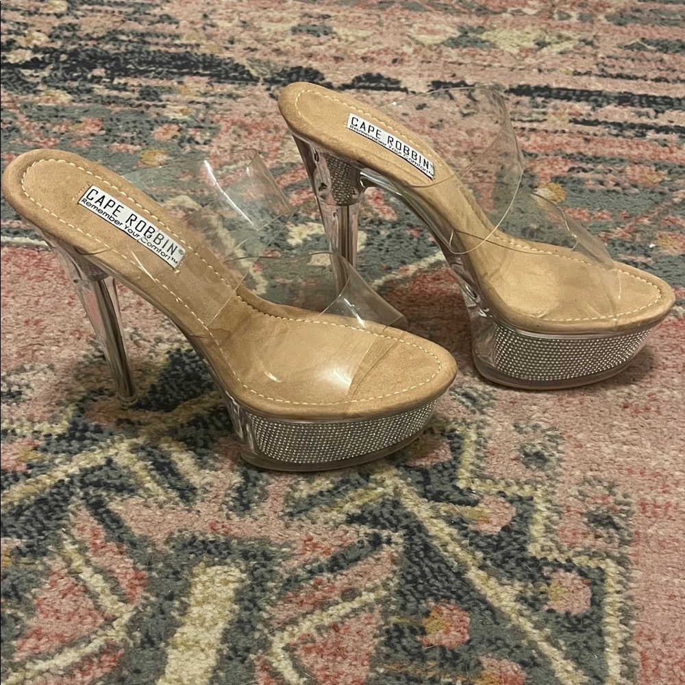 Cape Robbin Transparent and Silver Platform Heels